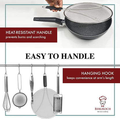 Splatter Screen for Frying Pan - 11.5 Inch Stainless Steel Grease Splatter Guard - Cover Oil Splash When Sizzling Bacon, Cooking Fried Chicken or Popcorn7