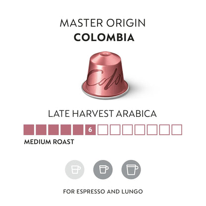 Nespresso Original, Colombia Master Origin, 50-Count Coffee Pods | Capsules Medium Roast Pack of 12