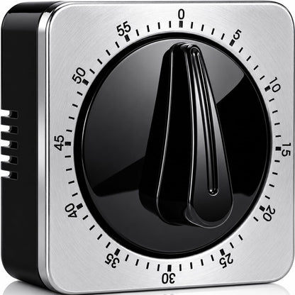 Kitchen Timers for Cooking, Chef Cooking Timer Clock with Loud Alarm - 100% Mechanical Desk Timer - No Batteries Required - Magnetic Backing, Exquisite Stainless Steel Body - Countdown Reminder1