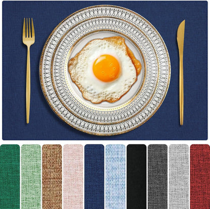 Cloth Placemats Set of 6, Cotton Linen Blend Place Mats, Navy Blue1