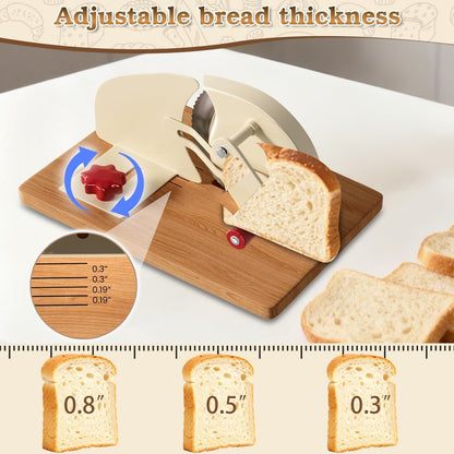 Manual Adjustable Bread Slicer Homemade Sourdough Bread Cutter with Scale Line, Bottom Suction Cup, with Clip and Plate (White)5