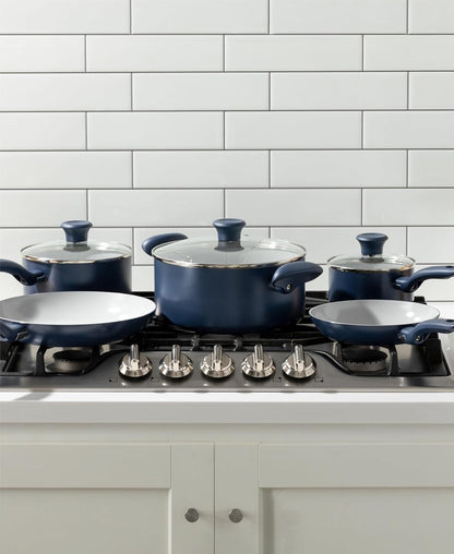 Ceramic Nonstick Cookware Set, Oven Safe up to 350ºf, 12-Piece, Includes Stockpot, Frying Pans, Utensils, Ceramic Pots and Pans Set, Dark Blue7