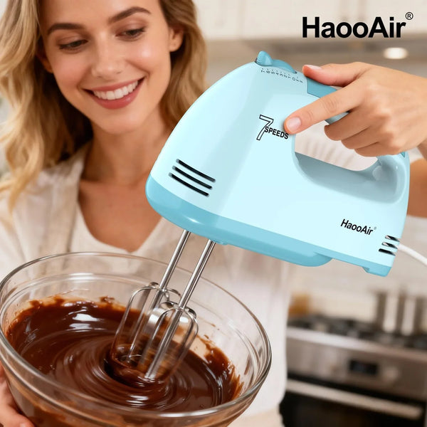 Electric Handheld Mixer, 7-Speed Adjustable Kitchen Mixer, 5 Stainless Steel Accessories (2 * Dough Hooks, 2 * Beaters, 1 * Whisk), Perfect for Kitchen and Baking Food Mixers, Blue2