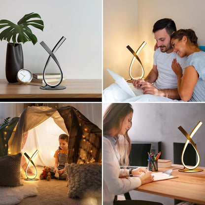 Black Spiral LED Table Lamp, Stepless Dimmable Bedside Lamp4