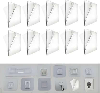 10Pcs Transparent Wall Mounted Replacement Sticky Pads for Kitchen Bathroom Shower Caddy Organizer Rack Holder Nail Free Adhesive Hooks Bathroom Accessories (Double-Sided Sticker)1