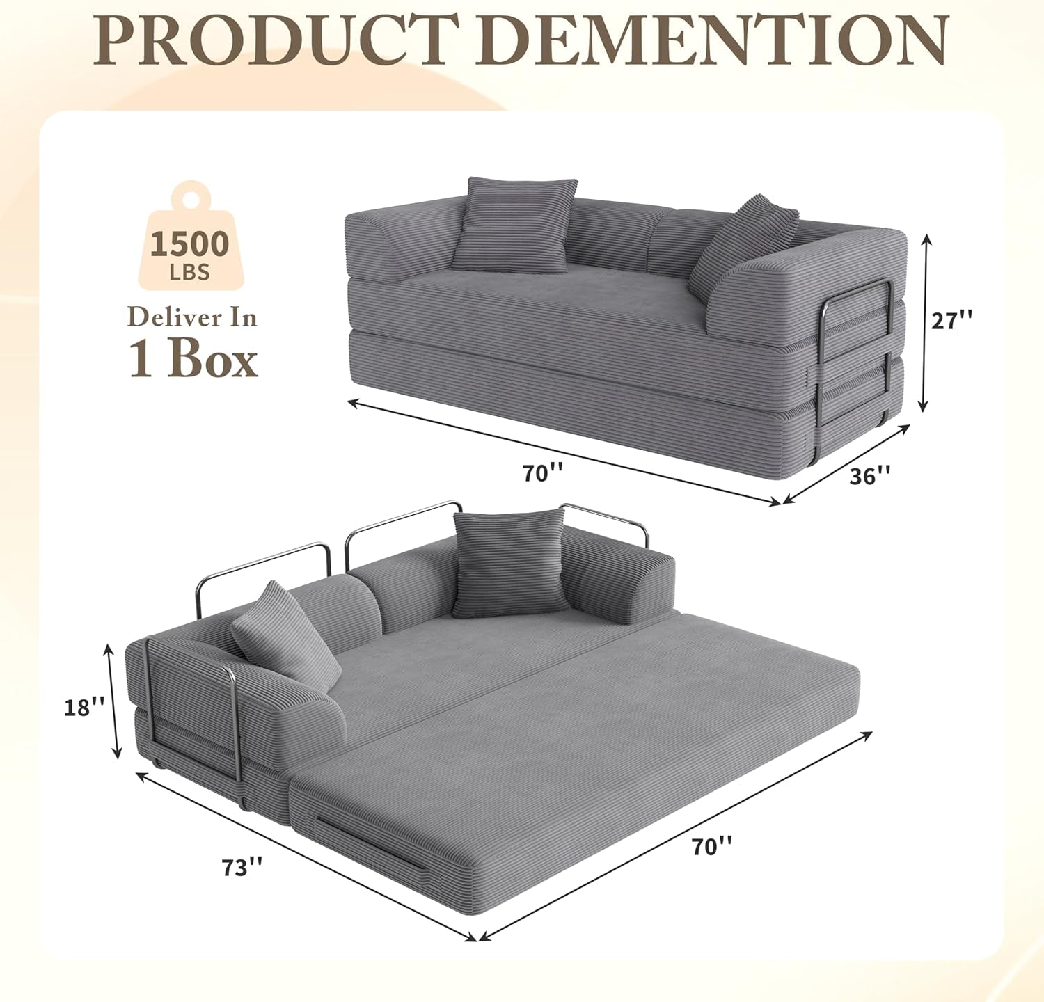 cloud-boneless-couch-futon-sofa-bed-5-in-1-convertible-sofa-bed-pull-out-couch-sleeper-sofa-compressed-loveseat-70-high-density-sponge-corduroy-fabric-futon-daybed-for-living-room-bedroom-gray