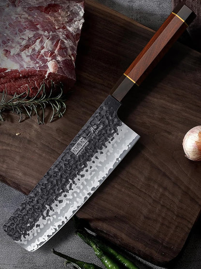 7" Nakiri Knife, Handcrafted Razor Sharp Meat Vegetable Cleaver6