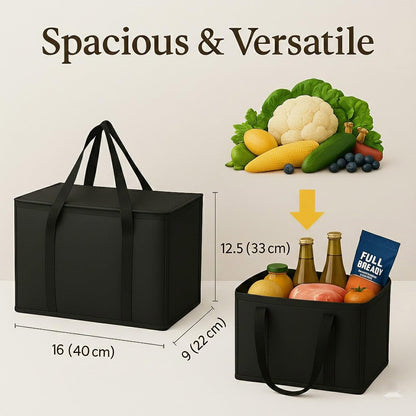 2-Pack, Xl-Large Insulated Grocery Shopping Bags, Black, Reusable Bag9