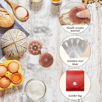 14PCS Wood Sourdough Bread Lame Dough Scoring Tool Set with Blades6