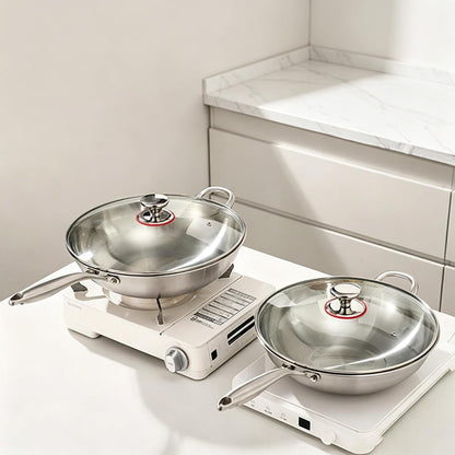 Stainless Steel 316 Wok with Glass Lid, Tri-Ply Stir Fry Pan with Handle, Induction Compatible (12.5 Inch)2