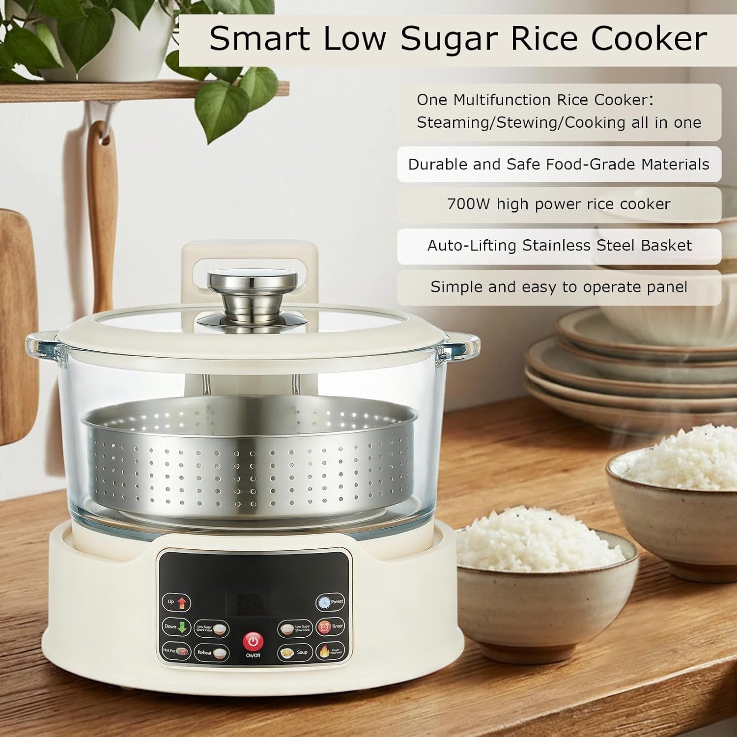 low-sugar-rice-cooker-multifunctional-low-carb-rice-cooke-r-with-auto-lift-basket-preset-timer-smart-glass-rice-cooker-with-steaming-boiling-and-hotpot-in-one-white