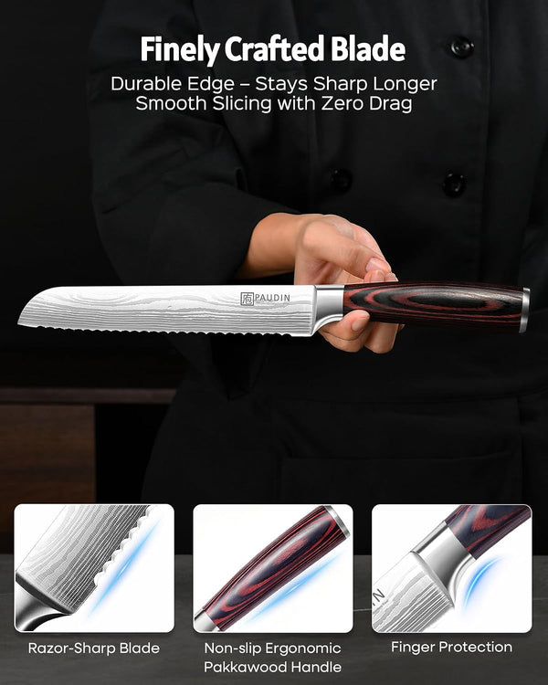 Bread Knife, 8" Serrated Bread Knife for Homemade Bread, Gift Box4
