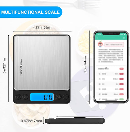 Digital Food Kitchen Scale Upgraded,  3000G/0.1G High Accuracy Mini Pocket Scale Measures in Grams and Oz for Cooking, Baking, Jewelry, Tare Function,2 Trays, LCD Display (Batteries Included)7
