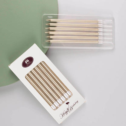 24-Count Birthday Candles - Long Thin Cake Candles Slow Burning Candles for Birthday, Wedding, Lucky Party Decoration (Champagne Gold)6