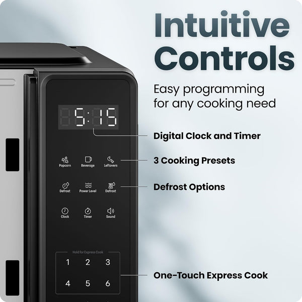 Countertop Microwave Oven 0.7 Cu. Ft., 700 Watts with 10 Power Levels, 6 Cooking Presets with One-Touch Express Cook, Eco Mode, Child Safety Lock, & Mute Button - Black5