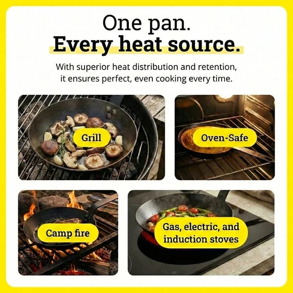 Pre-Seasoned Carbon Steel Skillet, Long Handle, 12 Inches | Lightweight High Heat Frying Pan with Long Handle for Quick Temperature Response, Ideal for Searing & Sautéing4
