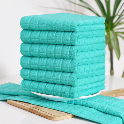 Premium Ring Spun Cotton 390 GSM Kitchen Towels, 4 Pack, Aqua8