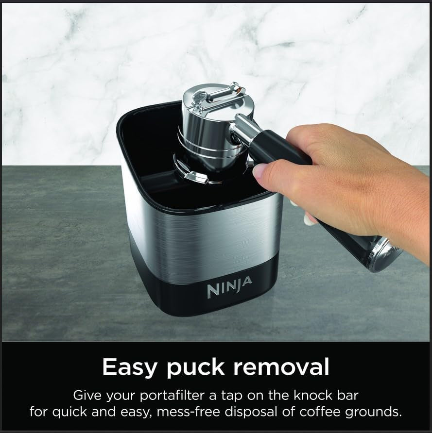 ninja-luxe-cafe-knock-box-holds-10-double-shot-pucks-xskknockbox-accessories-for-espresso-machine-easy-mess-free-puck-disposal-coffee-espresso-grounds-non-slip-base-removable-bar
