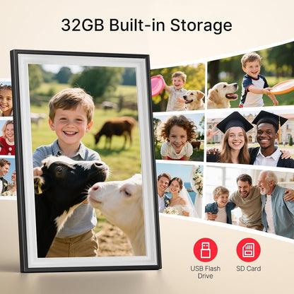 Frameo 10.1" Digital Picture Frame, Smart Wifi Digital Photo Frame with 1280X800 HD IPS Touch Screen 32GB Storage Auto-Rotate Wall Mounted, Share Photos/Videos from Phone Anywhere(Black&White)3