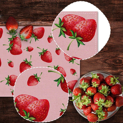 Strawberry Table Runner Summer Girl Baby Shower Birthday Party Decoration Home Dining Room Kitchen Decor(13" X 72")5