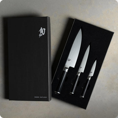 Shun Classic 3 Piece Starter Set | Includes 8" Chef, 3.5" Paring & 6" Utility Knives, VG-MAX Core, Damascus Stainless Steel Cladding, Pakkawood Handle2