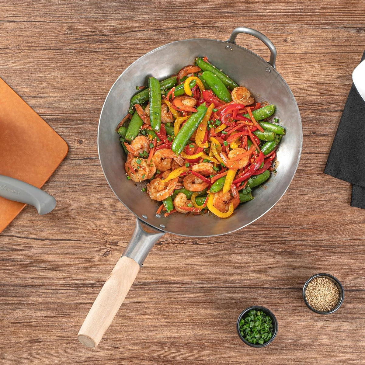 carbon-steel-wok-1-pack-of-12-inch-heavy-duty-stir-fry-pan-silver-hand-hammered-wok-efficient-maneuvering-steel-helper-handle-uniform-heat-distribution-asian-cooking