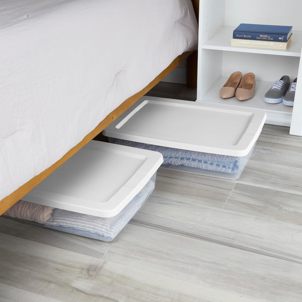 28 Quart Clear Storage Bins, 4-Pack Stackable under Bed Container6