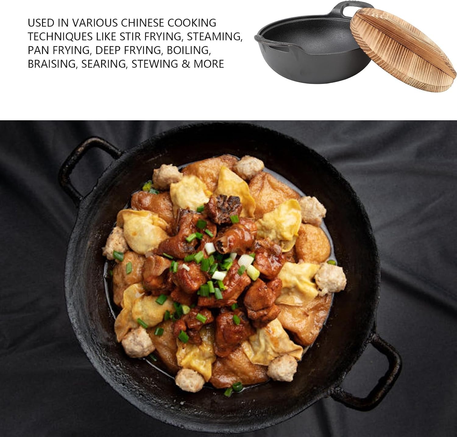 cast-iron-wok-14-inch-pre-seasoned-heavy-duty-flat-bottom-chinese-pan-with-wooden-lid-for-stir-fry-deep-frying-grilling-steaming-on-electric-gas-induction-stoves-25cm