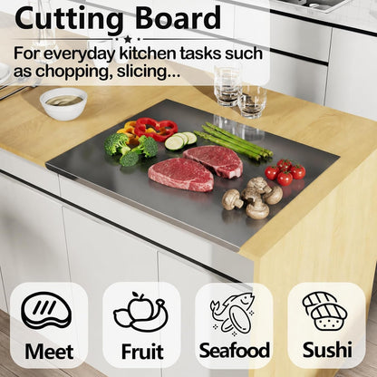 304 Stainless Cutting Board with Lip, 27.6" X 22.8" Steel Cutting Board | 1.5Mm Thick Brushed Surface Board, Countertop Protection, Nice for Kneading, Cutting, Rolling Dough and Food Preparation7