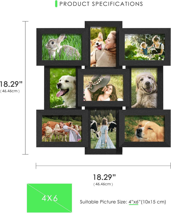 4X6 Collage Frame 9 Pack Glass Front Assembly Required Black3