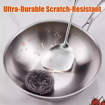 Titanium Wok, No Coating Non-Stick Titanium Pans for Cooking, Flat Bottom Wok, Ultra-Durable, Scratch-Resistant, Compatible with All Cooktops,14.17In5