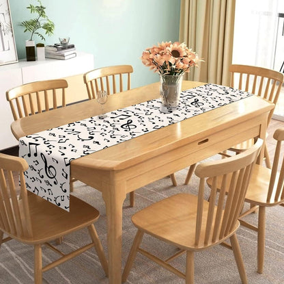 Linen Musical Notes Table Runner Music Event Birthday Party Wedding Decoration Farmhouse Home Dining Room Kitchen Table Decor (13" X 72")5