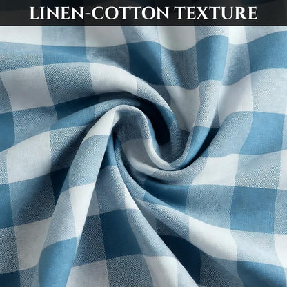 Water-Resistant Checkered Tablecloth Rectangle, Cotton Linen Gingham Table Cloth with Tassel, Wrinkle Free Buffalo Plaid Table Cover for Picnic Kitchen Dining Room - 55 X 86 Inch, Blue3