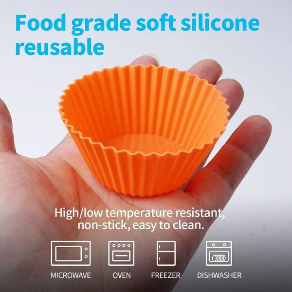 Silicone Bento Lunch Box Dividers 3 Shapes of Standard round & Square & Rectangle - Reusable Silicone Cupcake Liners Non-Stick Muffin Cups for Baking4