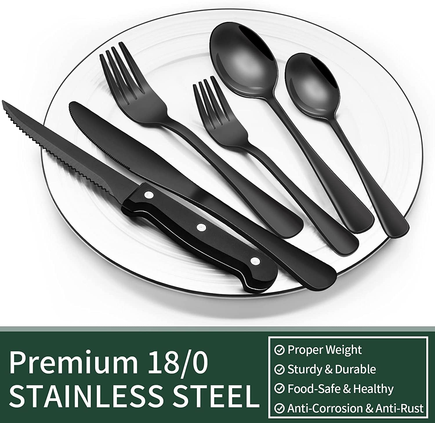 24-piece-black-silverware-set-with-steak-knives-black-flatware-set-for-4-food-grade-stainless-steel-tableware-cutlery-set-mirror-finished-utensil-sets-for-home-restaurant-round-edge