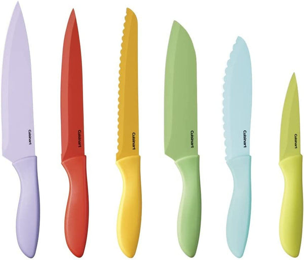 12-Piece Kitchen Knife Set, Advantage Color Collection with Blade Guards, Multicolored, C55-12PCER12