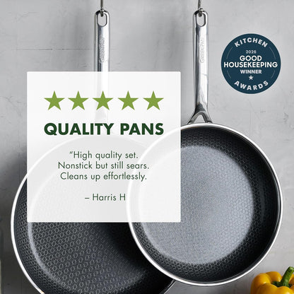 Spectra 10" & 12" Frying Pan Skillet, Hybrid Tri-Ply Stainless Steel, Pfas-Free Ceramic Nonstick Textured Cooking Surface, Induction Cookware, Diswasher Safe, Oven & Broiler Temp to 850˚F6