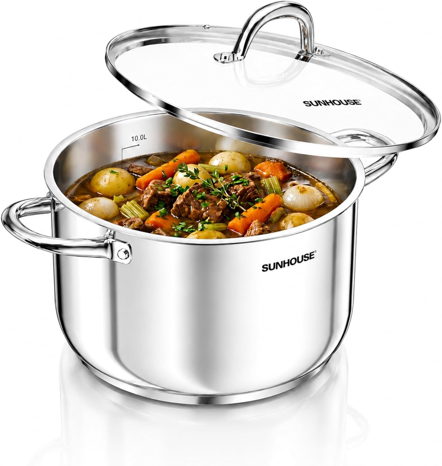 stainless-steel-stock-pot-11-quart-tempered-glass-lid-3-ply-bottom-soup-pasta-food-boil-simmer-all-cooktops-dishwasher-oven-safe-big-pots-for-pasta-soup-stockpot-for-canning-seafood-boil-with-impact-bonded-base-oven-safe-induction-compatible