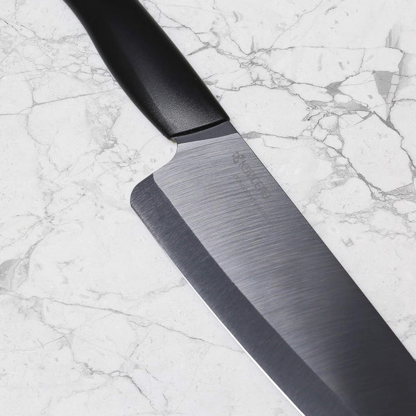 Black 3-PC Ceramic Knife Set: Santoku, Utility & Paring Knife | Made in Japan Non-Reactive Zirconia Blades, Lightweight Design Reduces Hand Fatigue, Will Not Cause Food Oxidation4
