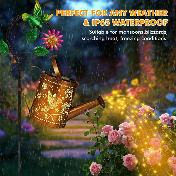 Hummingbird Outdoor Hanging Solar Lantern Waterproof Metal Openwork Hummingbird Watering Can Landscape Lights with Shepherd Hook for Porch Lawn Driveway Backyard Pathway Gifts for Women Mom Grandma4