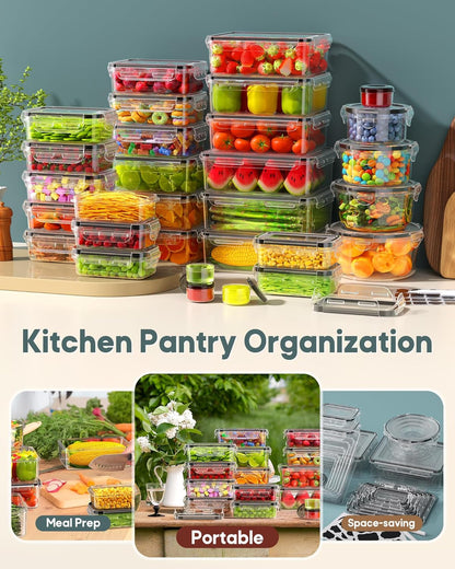 60 PCS Food Storage Containers with Lids Airtight, (30 Lids & 30 Containers) Leak Proof Containers Set for Kitchen, Meal Prep, Bpa-Free, Pvc-Free Plastic, Microwave/Dishwasher Safe, Extra Labels & Pen7