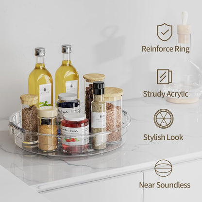3 Pack Lazy Susan Organizer Turntable for Cabinet, 9.25'' 10.6'' 12'' | Pantry Organizers and Storage, Rotating Condiment Organizer Spice Organization, for Kitchen, Table Top, Fridge, Countertop4