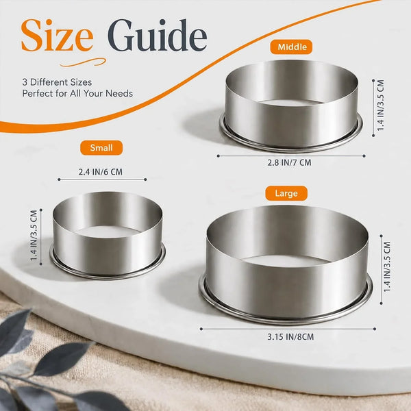 Biscuit Cutters Set, round Cookie Cutters, Stainless Steel Dumpling Cutters,Cake Pastry Cutters,Scone Cutters Molds for Cooking Baking (3Pcs, Plain Edge)2