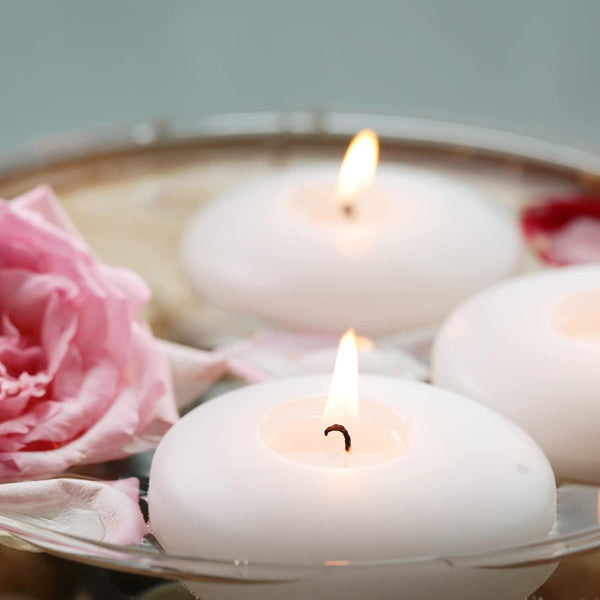 (Set of 36) Floating Candles, 3 Inch White Dripless Wax Burning Candles, for Weddings, Party, Special Occasions and Home Decorations2