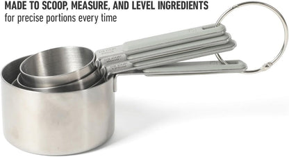 Calphalon Prime Measuring Cups, 4-Piece Stainless Steel Measuring Cup Set with Taupe Silicone Handles, Accurate Kitchen Measuring Tools for Dry & Liquid Ingredients4