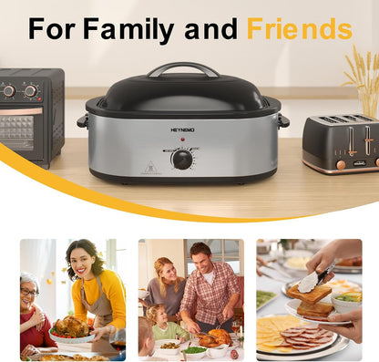 Roaster Oven 20 Quart, Electric Turkey Roaster Oven with Self-Basting Lid, Removable Pan and Rack, Full-Range Temperature, Powerful 1450W, Stainless Steel, Silver7