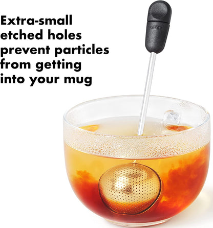 OXO Brew Twisting Ball Tea Infuser - Fine Mesh, Stainless Steel | Loose Leaf Tea Infuser, Reusable Strainer, Easy-Open Twist Design, Fits Different Sized Mugs, Dishwasher Safe3
