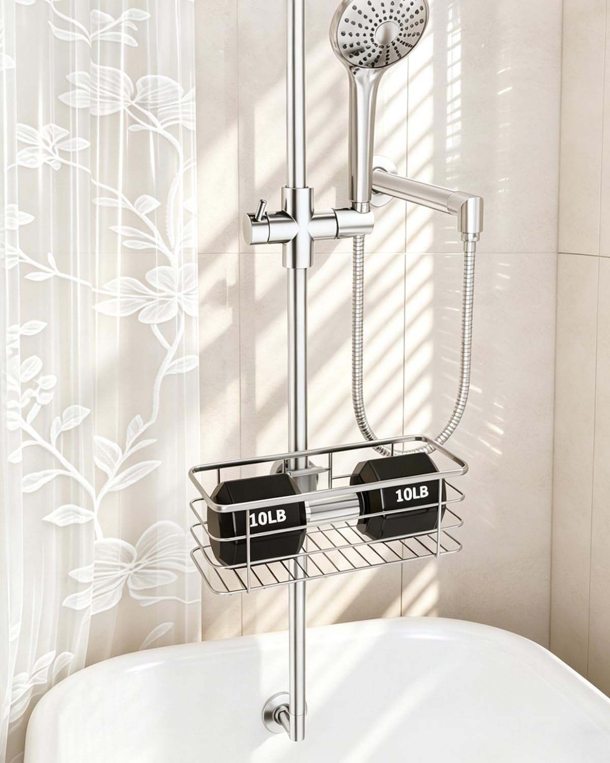 shower-slide-bar-caddy-basket-stainless-steel-11-x-4-2-x-3-9-inch-adjustable-pole-mounted-organizer-for-shampoo-and-body-wash