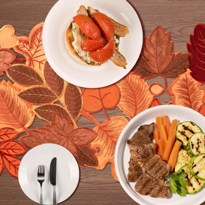 Fall Table Runner 72 Inches Long Autumn Maple Leaf Embroidered Runner3