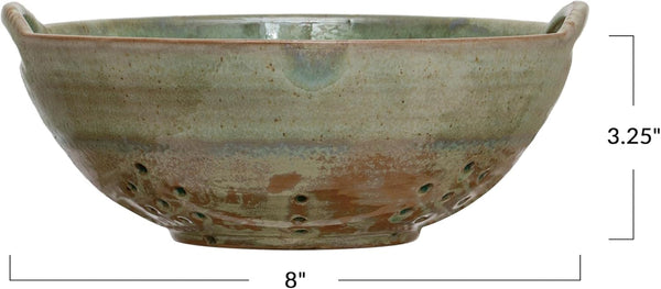 Creative Co-Op Stoneware Berry Bowl with Handles, Aqua Reactive Glaze4